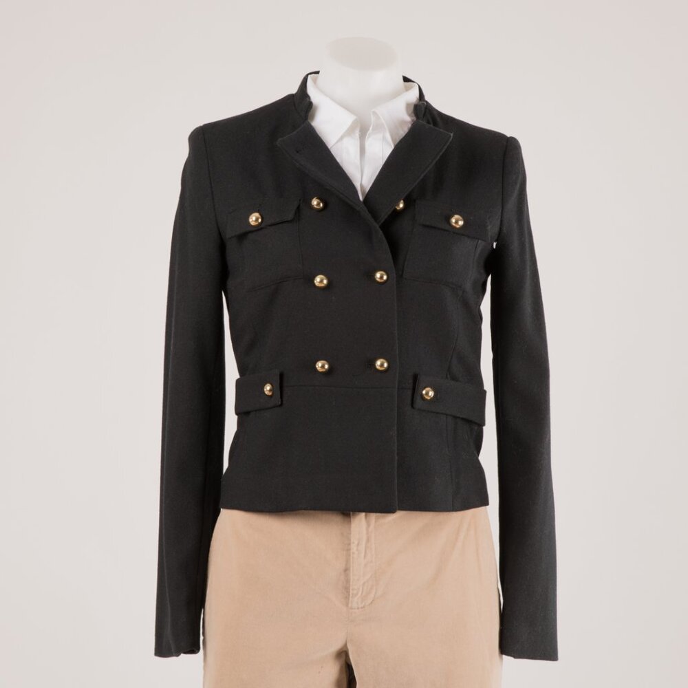 H&M Black Wool Military Button Jacket Size 4